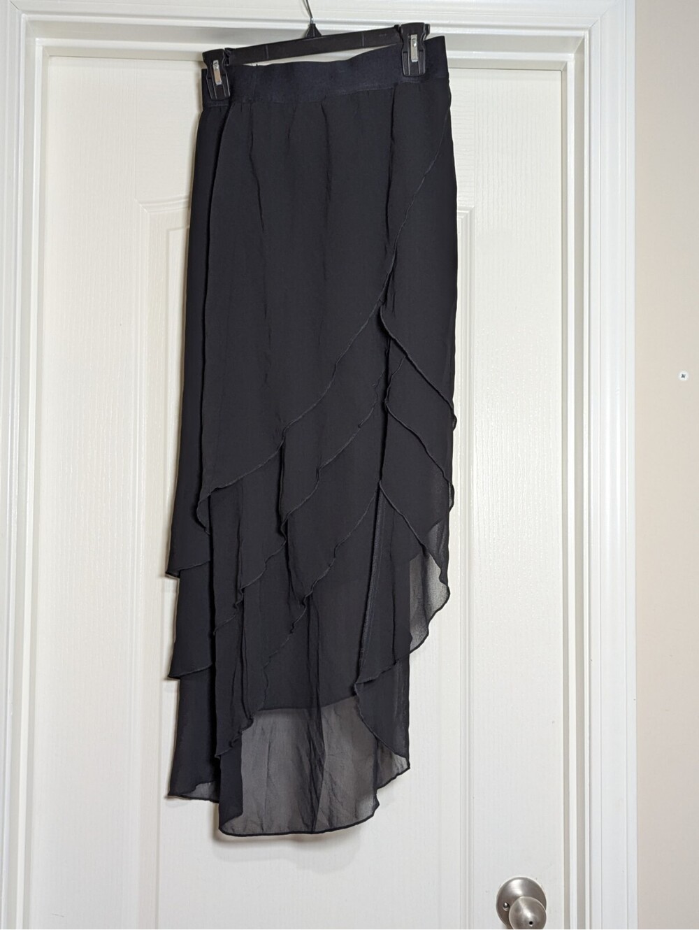 Halara Black Tiered Maxi Skirt Elastic Waist Women's Size Small